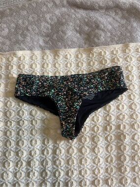 RVCA Black Bikini Bottom with Green and Pink Confetti